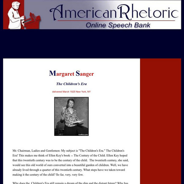 American Rhetoric: Margaret Sanger: "Children's Era" Primary American Rhetoric: Margaret Sanger: "Children's Era" Primary