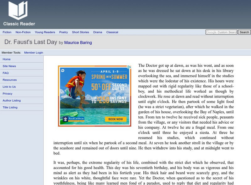 Classic Reader: "Dr. Faust's Last Day" by Maurice Baring eBook