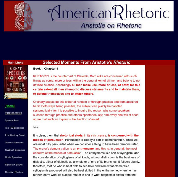 American Rhetoric: Selected Moments From Aristotle's Rhetoric Primary American Rhetoric: Selected Moments From Aristotle's Rhetoric Primary