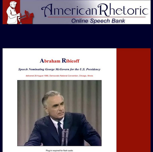 American Rhetoric: Abraham Ribicoff: Speech Nominating G. Mc Govern for President Primary