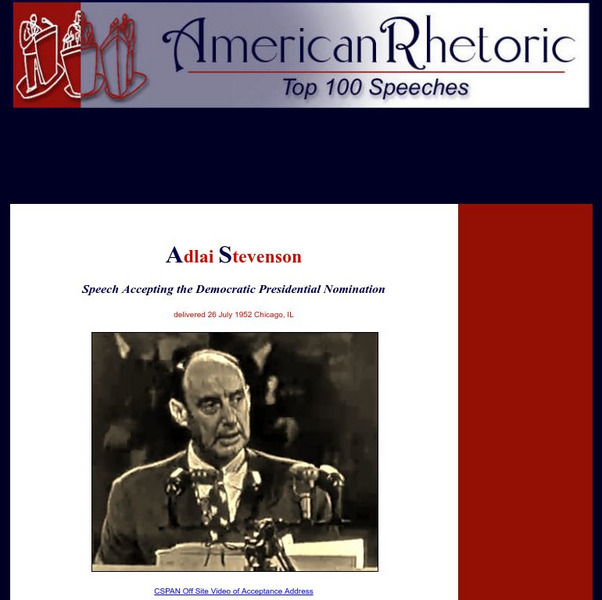 American Rhetoric: Adlai Stevenson: Accepting Democratic Presidential Nomination Primary