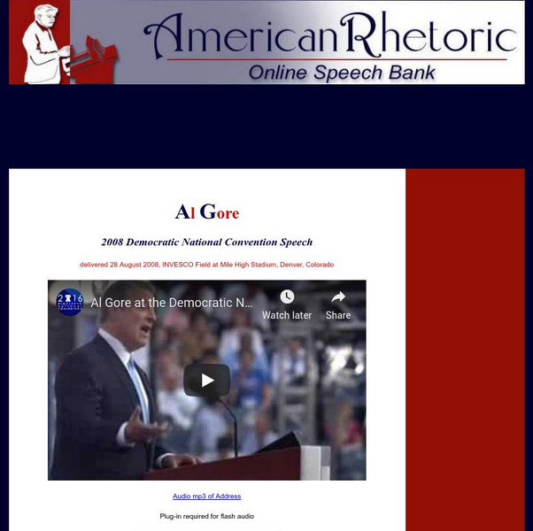 American Rhetoric: Al Gore: 2008 Democratic National Convention Speech Primary