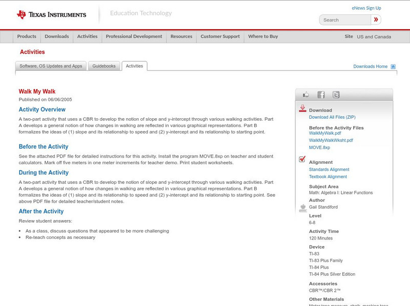 Texas Instruments: Walk My Walk Activity Texas Instruments: Walk My Walk Activity