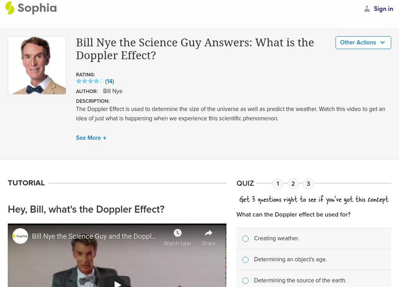 Sophia: Bill Nye the Science Guy Answers: What Is the Doppler Effect? Activity