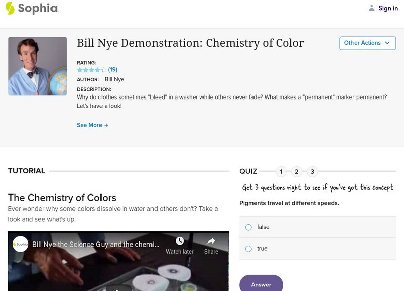Sophia: Bill Nye Demonstration: Chemistry of Color Activity Sophia: Bill Nye Demonstration: Chemistry of Color Activity
