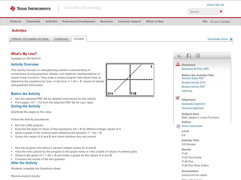 Texas Instruments: What's My Line? Activity Texas Instruments: What's My Line? Activity