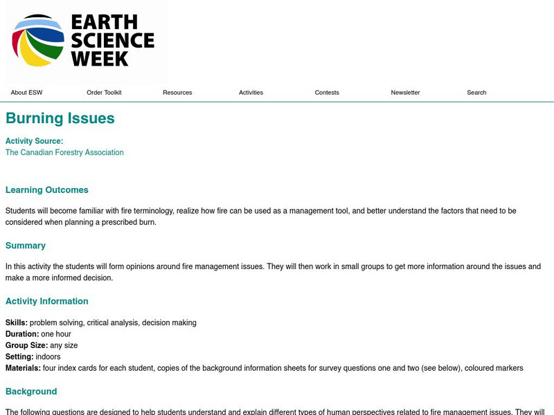 American Geosciences Institute: Earth Science Week: Burning Issues Lesson Plan American Geosciences Institute: Earth Science Week: Burning Issues Lesson Plan