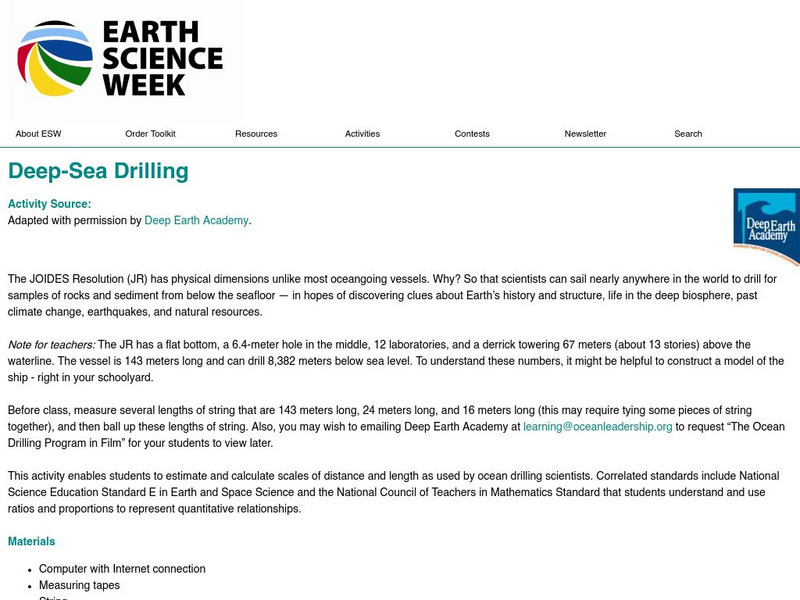 American Geosciences Institute: Earth Science Week: Deep Sea Drilling Activity American Geosciences Institute: Earth Science Week: Deep Sea Drilling Activity