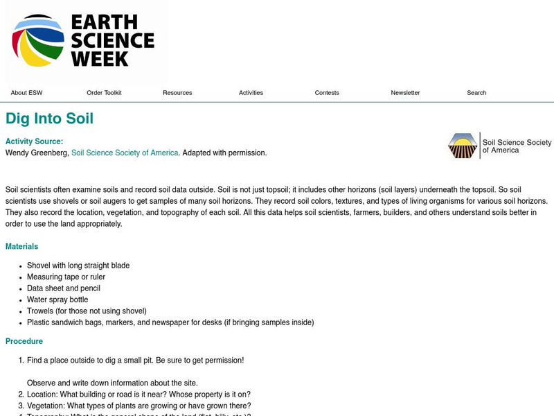 American Geosciences Institute: Earth Science Week: Dig Into Soil Activity American Geosciences Institute: Earth Science Week: Dig Into Soil Activity