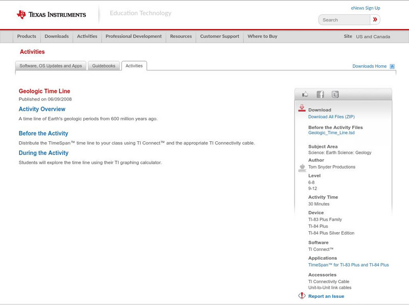 Texas Instruments: Geologic Time Line Activity Texas Instruments: Geologic Time Line Activity