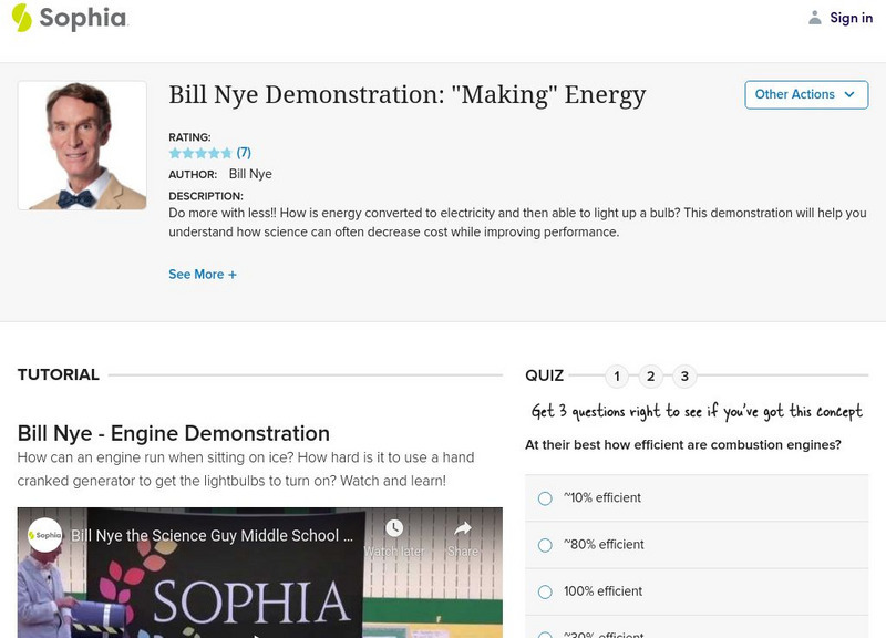 Sophia: Bill Nye Demonstration: "Making" Energy Instructional Video