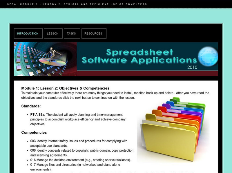 Do Dea: Spreadsheet Software: M1: L2: Ethical and Efficient Use of Computers Unit Plan
