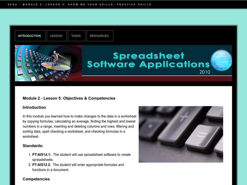 Do Dea: Spreadsheet Software: M2: L5: Show Me Your Skills: Practice Skills Unit Plan Do Dea: Spreadsheet Software: M2: L5: Show Me Your Skills: Practice Skills Unit Plan