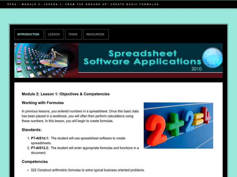 Do Dea: Spreadsheet Software: M2: L1: From the Ground Up: Create Basic Formulas Unit Plan