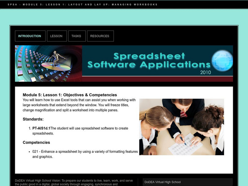 Do Dea: Spreadsheet Software: M5: L1: Layout and Lay Up: Managing Workbooks Unit Plan Do Dea: Spreadsheet Software: M5: L1: Layout and Lay Up: Managing Workbooks Unit Plan