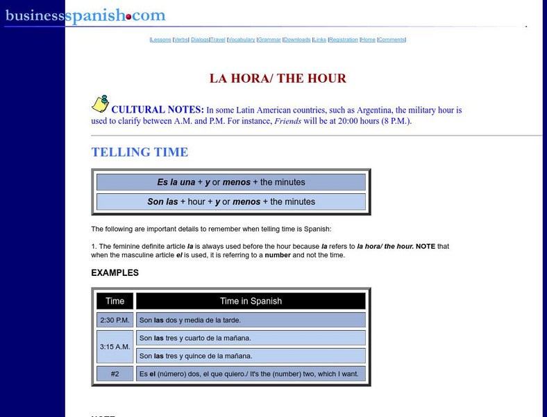 Business spanish.com: La Hora: The Hour Activity Business spanish.com: La Hora: The Hour Activity