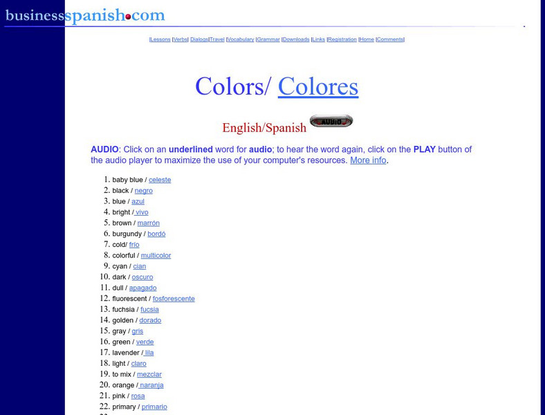 Business spanish.com: Colors/colores Activity Business spanish.com: Colors/colores Activity
