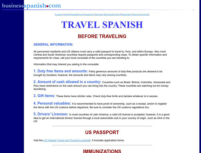 Business spanish.com: Travel Spanish: Before Traveling Handout Business spanish.com: Travel Spanish: Before Traveling Handout