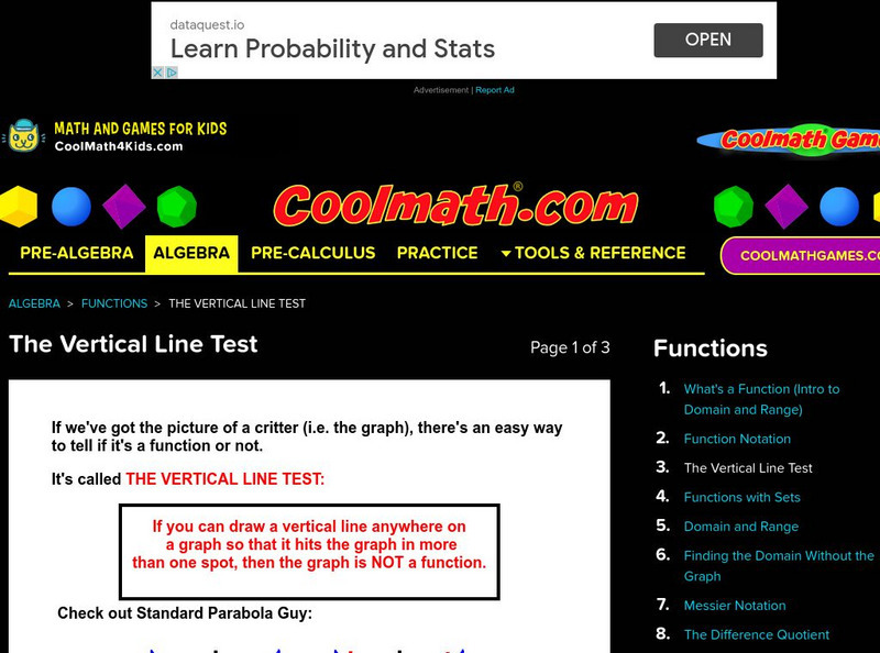 Coolmath: The Vertical Line Test Interactive Coolmath: The Vertical Line Test Interactive