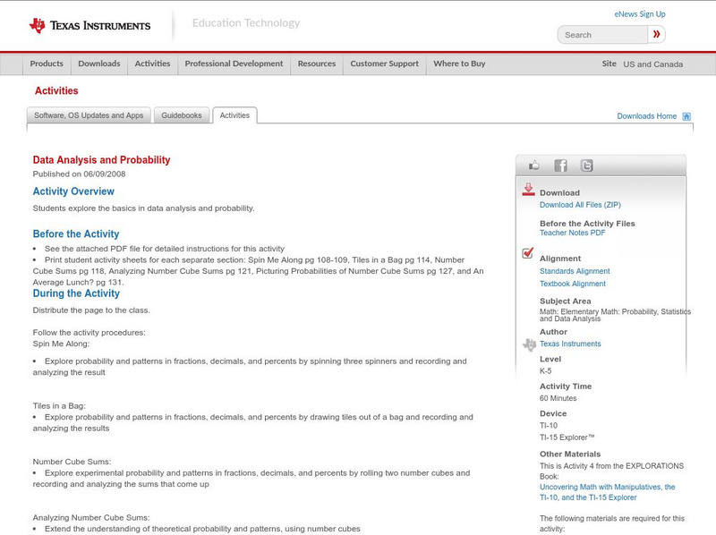 Texas Instruments: Data Analysis and Probability Activity Texas Instruments: Data Analysis and Probability Activity