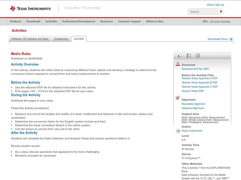 Texas Instruments: Metric Rules Activity Texas Instruments: Metric Rules Activity
