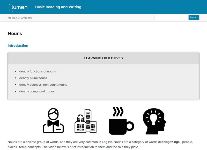 Lumen: Grammar: Nouns Lesson Plan Lumen: Grammar: Nouns Lesson Plan