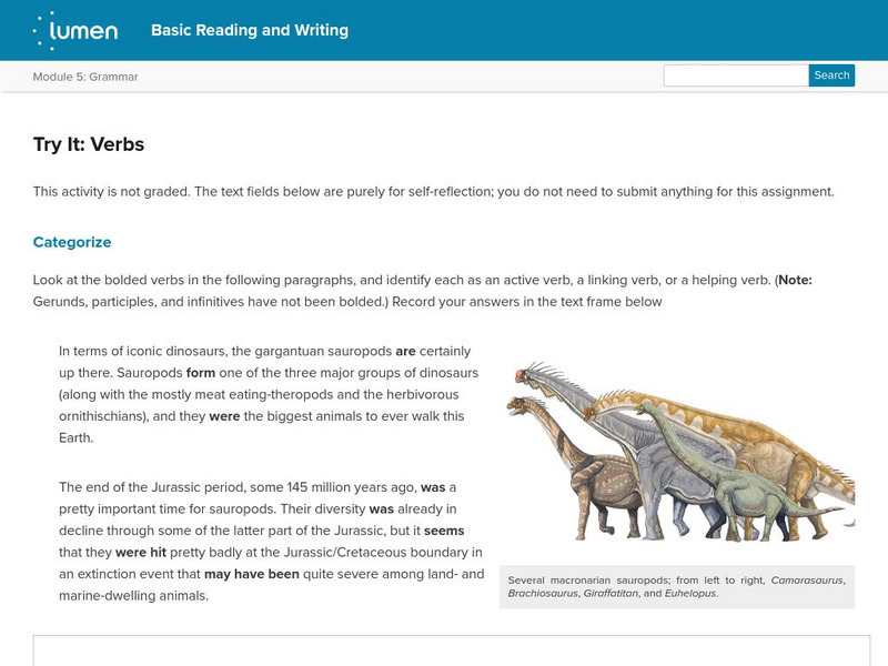 Lumen: Grammar: Try It: Verbs Activity