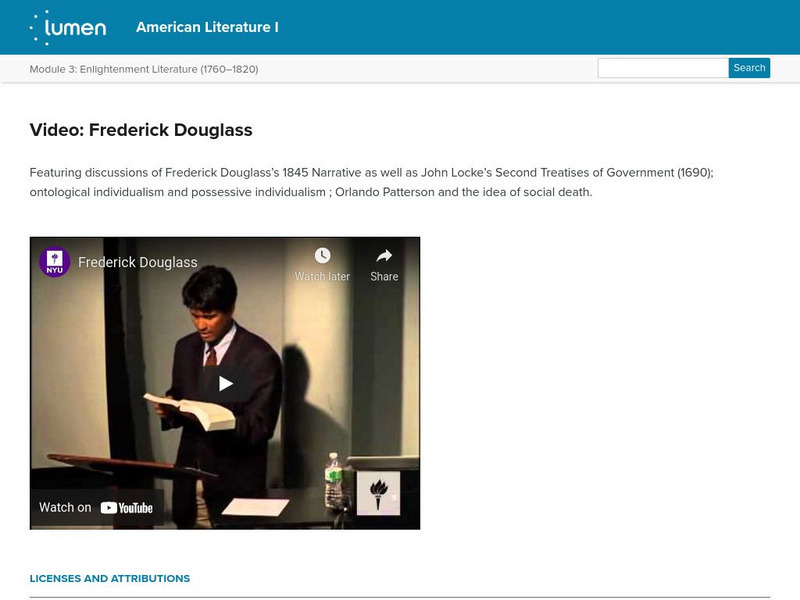 Lumen: American Literature: Video: Frederick Douglass Instructional Video