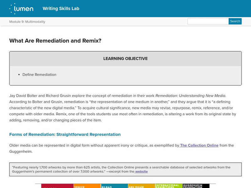 Lumen: What Are Remediation and Remix? Unit Plan