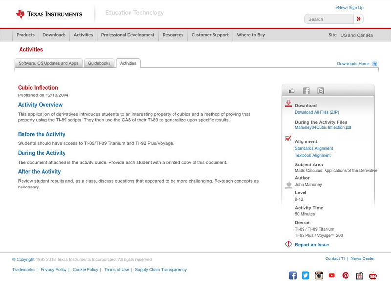 Texas Instruments: Cubic Inflection Activity Texas Instruments: Cubic Inflection Activity
