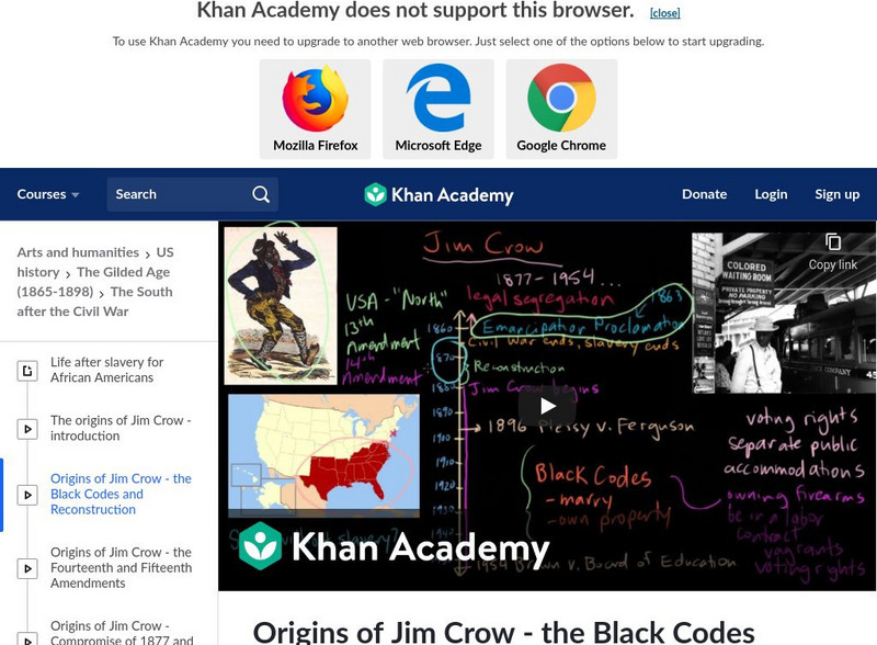 Khan Academy: Ap Us History: 1865 1898: Origins of Jim Crow Part 2 Instructional Video Khan Academy: Ap Us History: 1865 1898: Origins of Jim Crow Part 2 Instructional Video