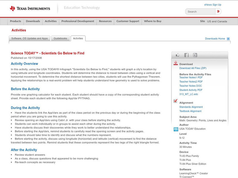 Texas Instruments: Science Today Scientists Go Below to Find Activity Texas Instruments: Science Today Scientists Go Below to Find Activity