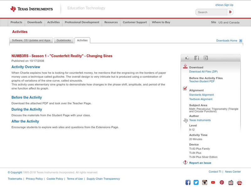 Texas Instruments: Numb3 Rs: Changing Sines Activity Texas Instruments: Numb3 Rs: Changing Sines Activity