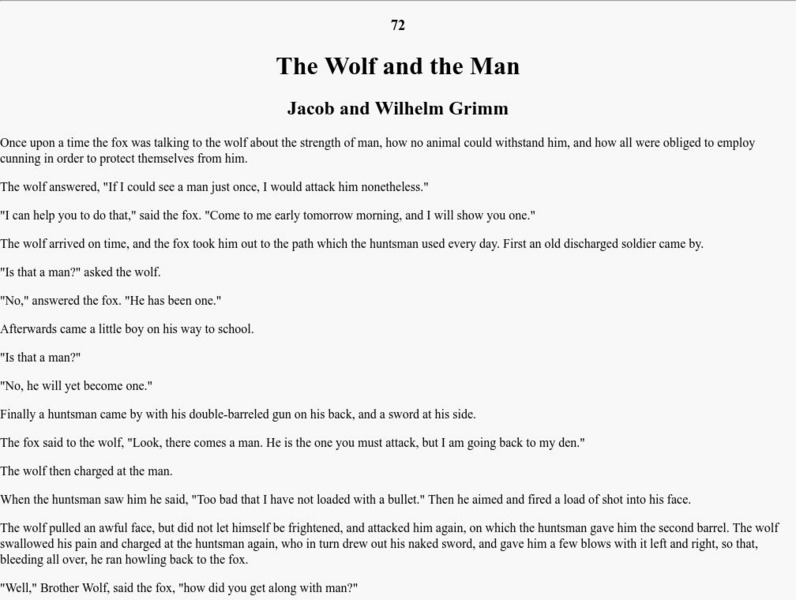 University of Pittsburg: "The Wolf and the Man" by Jacob and Wilhelm Grimm Primary University of Pittsburg: "The Wolf and the Man" by Jacob and Wilhelm Grimm Primary