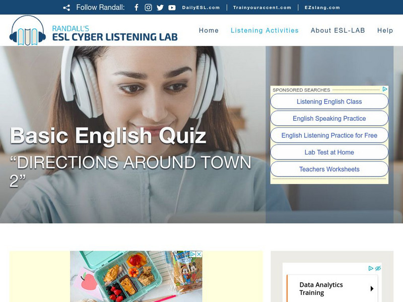 Esl Cyber Listening Lab: Basic English Quiz: Directions Around Town 2 Unknown Type Esl Cyber Listening Lab: Basic English Quiz: Directions Around Town 2 Unknown Type