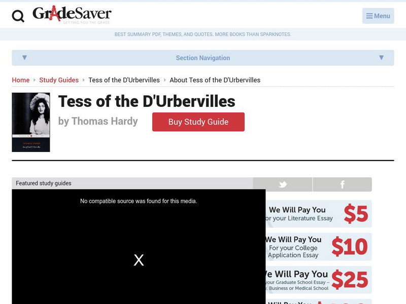 Grade Saver: Tess of the D'urbervilles by Thomas Hardy Unit Plan Grade Saver: Tess of the D'urbervilles by Thomas Hardy Unit Plan
