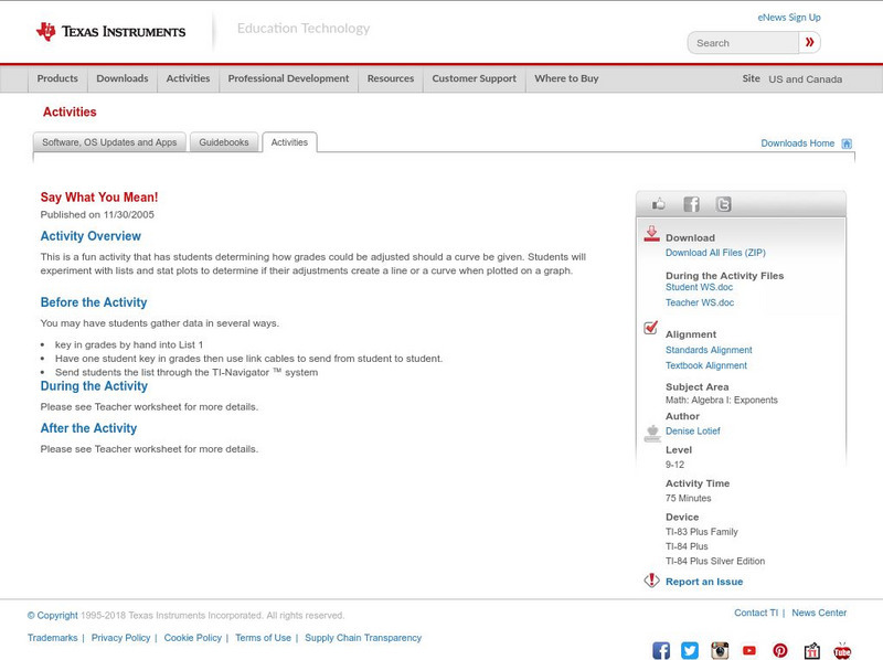 Texas Instruments: Say What You Mean! Activity Texas Instruments: Say What You Mean! Activity
