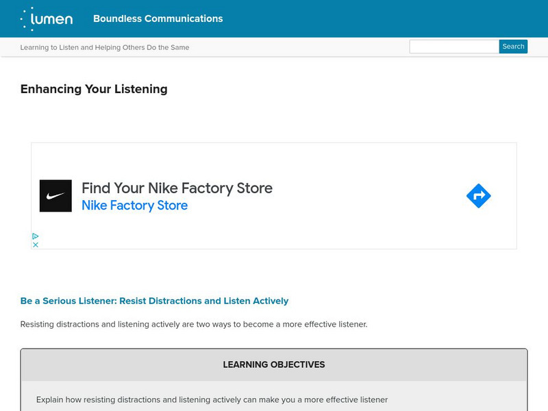 Lumen: Boundless Communications: Enhancing Your Listening Lesson Plan Lumen: Boundless Communications: Enhancing Your Listening Lesson Plan