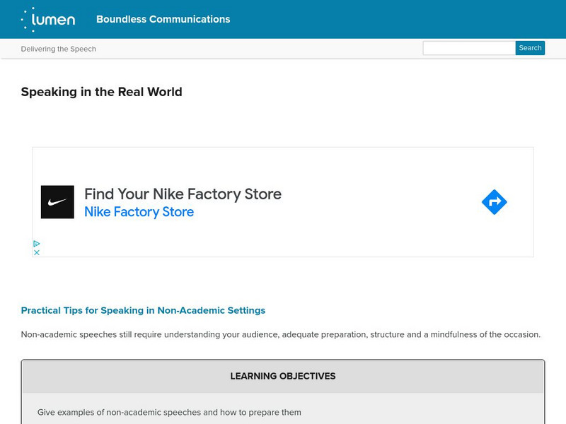 Lumen: Boundless Communications: Speaking in the Real World Lesson Plan Lumen: Boundless Communications: Speaking in the Real World Lesson Plan