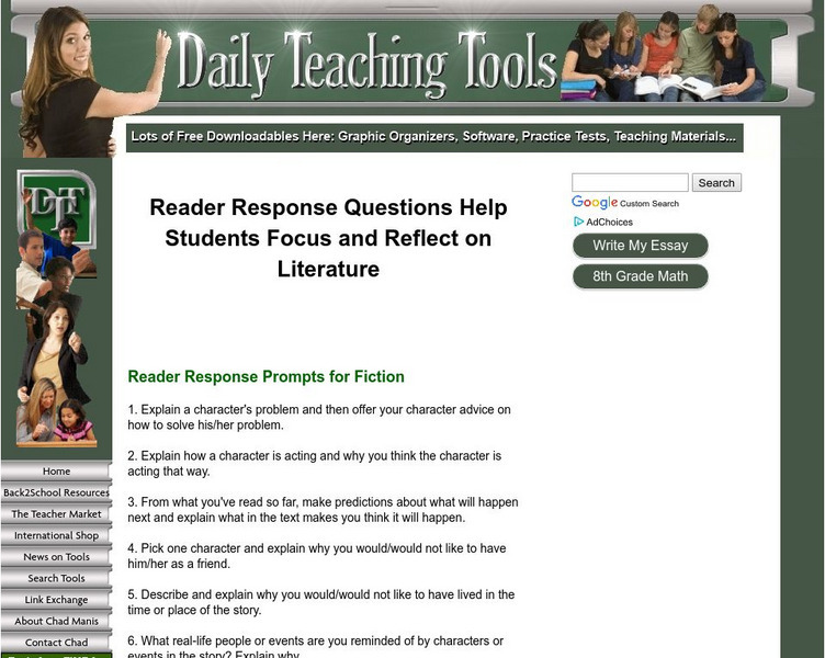 Daily Teaching Tools: Reader Response Quest. To Focus and Reflect on Literature Activity Daily Teaching Tools: Reader Response Quest. To Focus and Reflect on Literature Activity