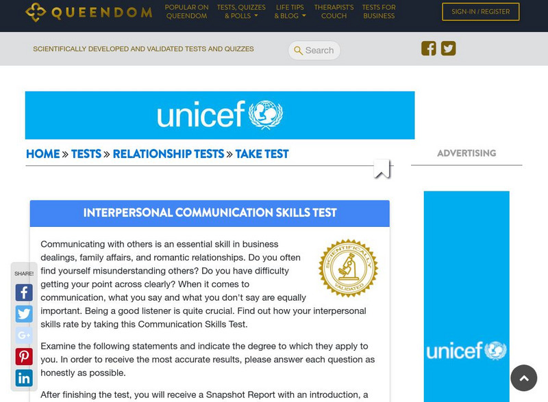 Queendom: Communication Skills Test Unknown Type Queendom: Communication Skills Test Unknown Type