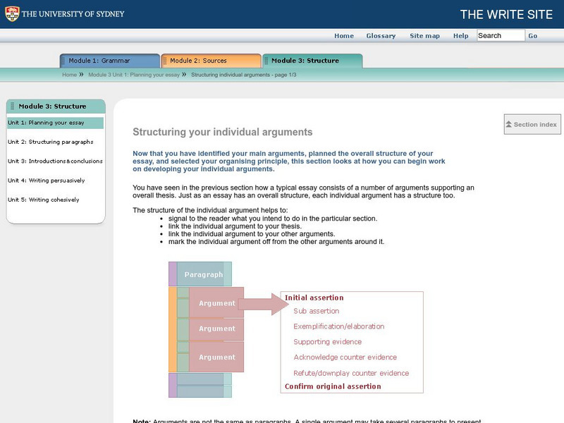 The Write Site: Structuring Your Individual Arguments Graphic