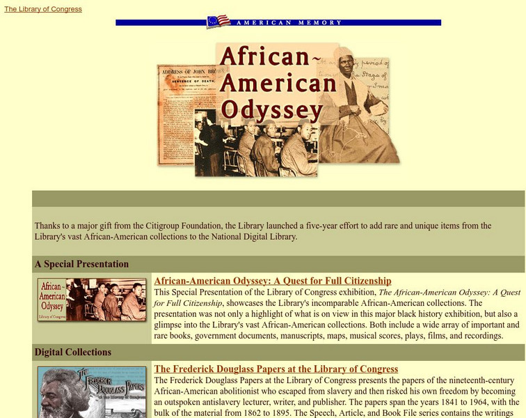 Loc: American Memory: African American Odyssey Website Loc: American Memory: African American Odyssey Website
