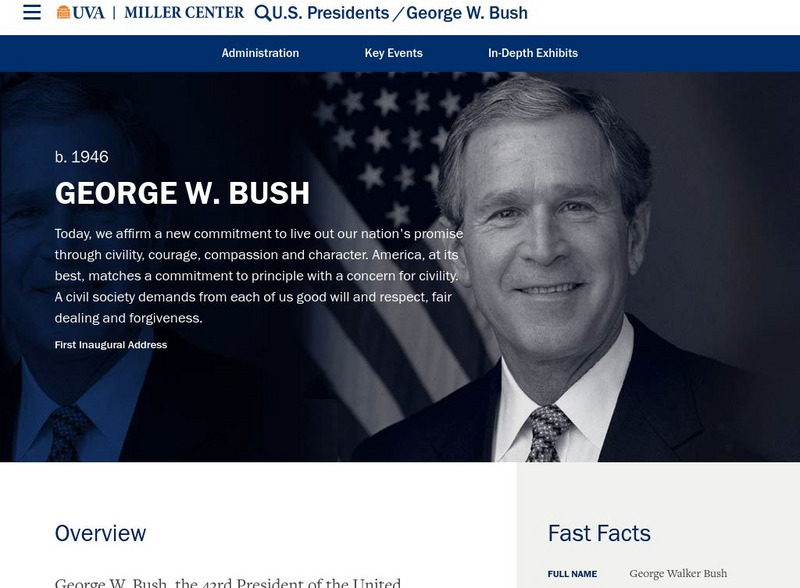 Miller Center at Uva: u.s. Presidents: George Walker Bush Website Miller Center at Uva: u.s. Presidents: George Walker Bush Website