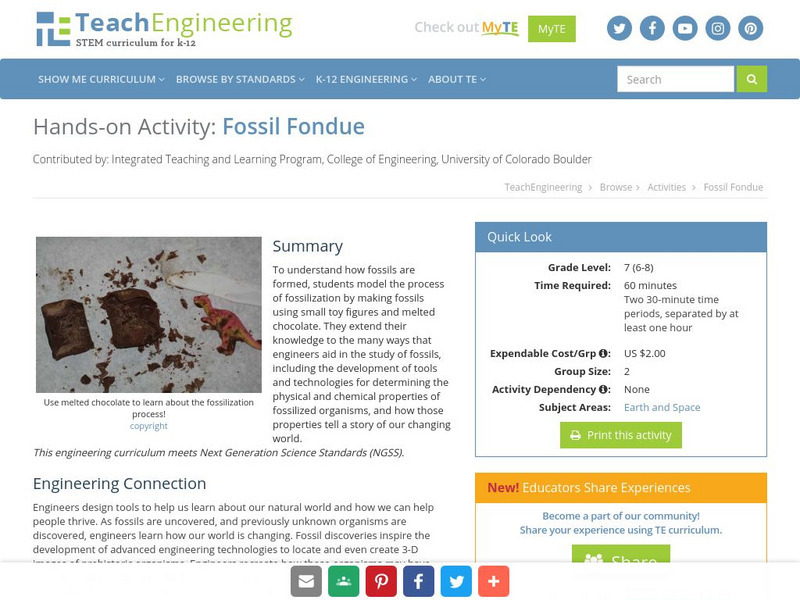 Teach Engineering: Fossil Fondue Activity Teach Engineering: Fossil Fondue Activity