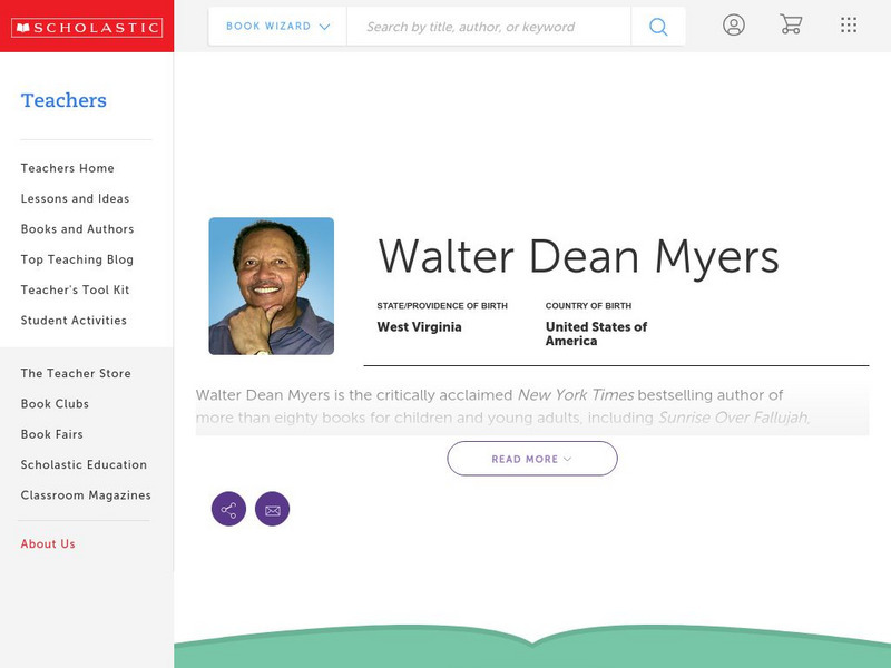 Scholastic: Walter Dean Myers's Biography Handout Scholastic: Walter Dean Myers's Biography Handout