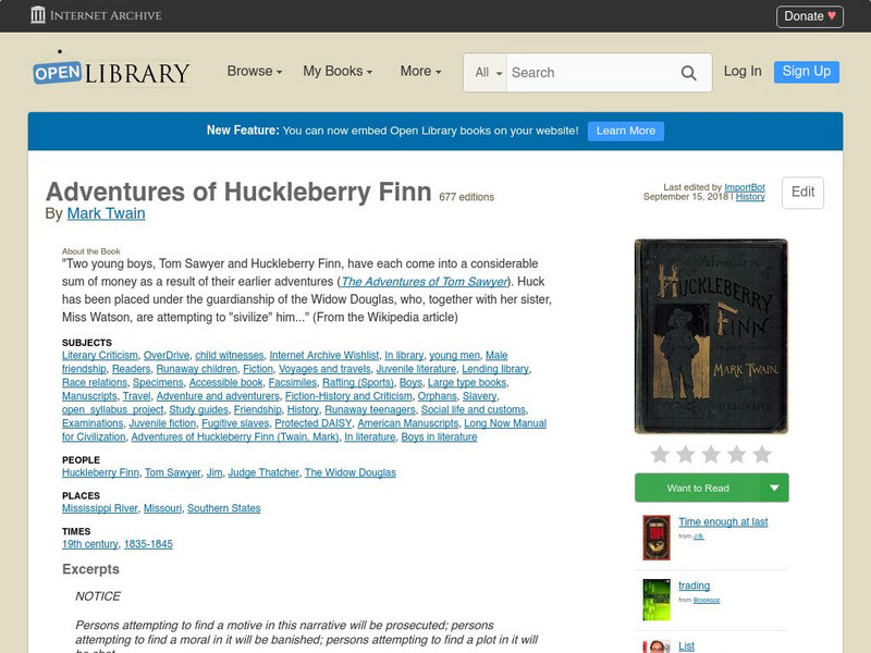 Open Library: Adventures of Huckleberry Finn eBook Open Library: Adventures of Huckleberry Finn eBook