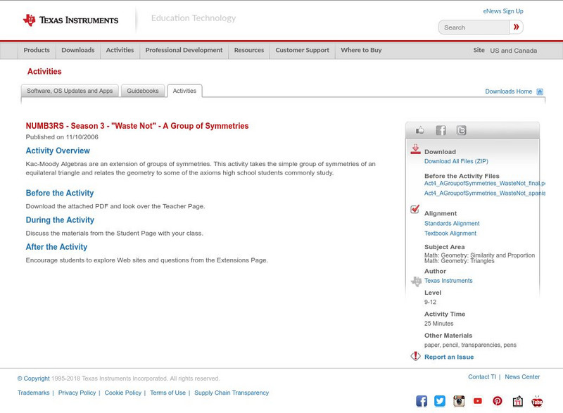 Texas Instruments: Numb3 Rs: A Group of Symmetries Activity