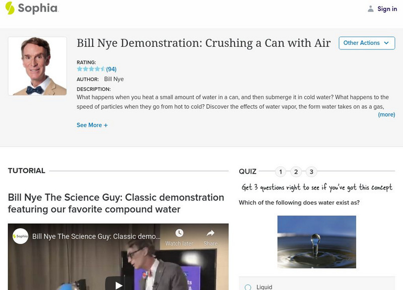 Sophia: Bill Nye Demonstration: Crushing a Can With Air Unit Plan Sophia: Bill Nye Demonstration: Crushing a Can With Air Unit Plan