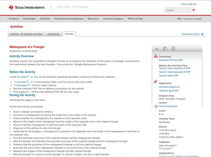 Texas Instruments: Midsegment of a Triangle Activity Texas Instruments: Midsegment of a Triangle Activity